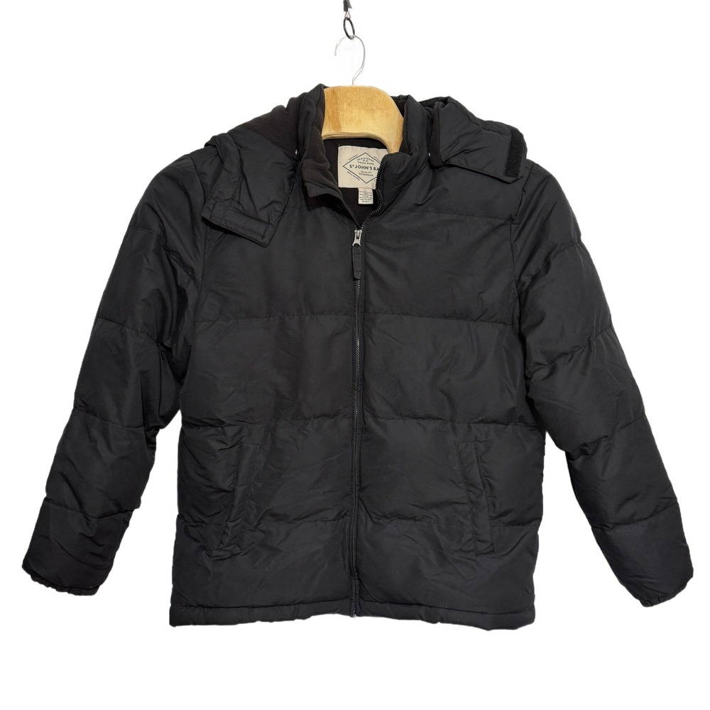 St. Johns Bay Men's Black‎ Water Resistant Puffer Jacket Hooded Size L
